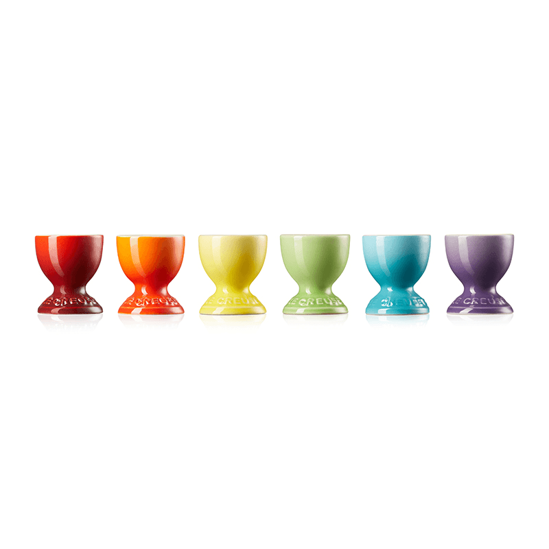 Stoneware Set of 6 egg cups, Rainbow