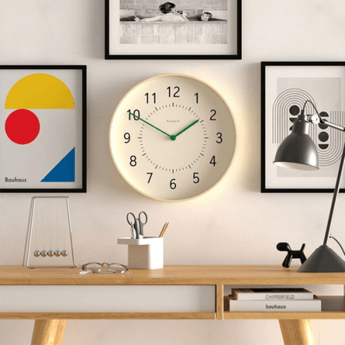 Monopoly Wall Clock, D40cm, Light Plywood/Green
