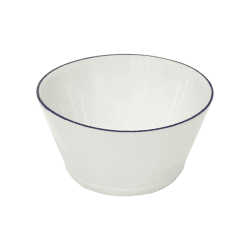 Image showing the Beja Set of 6 cereal bowls, 14cm, White With Blue Rim product.