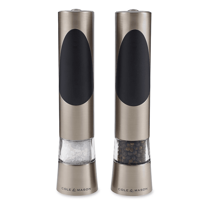 Richmond Electric Salt & Pepper Mill Set, 21cm, Brushed Metal