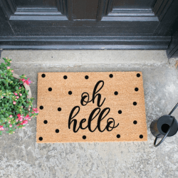 Image showing the Oh Hello Doormat, L60 x W40 x H1.5cm, Black product.