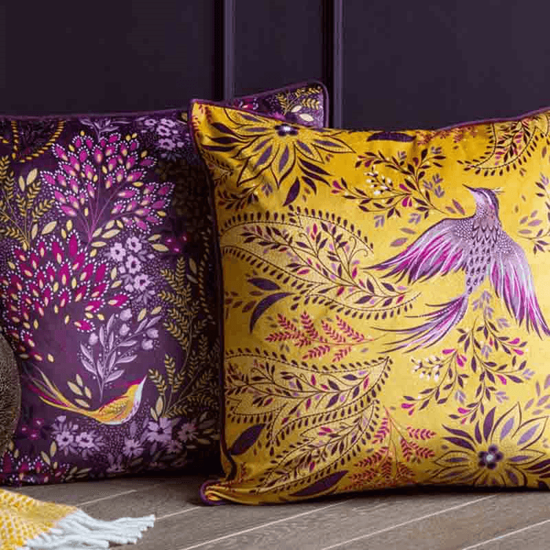 Bird of Paradise Cushion, 50 x 50cm, Saffron