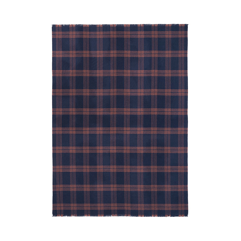 Check Throw, H190cm x W130cm, Blue/Rusty Red