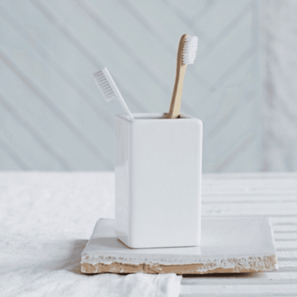 Newcombe Toothbrush holder, H12 x W7 x L7cm, White