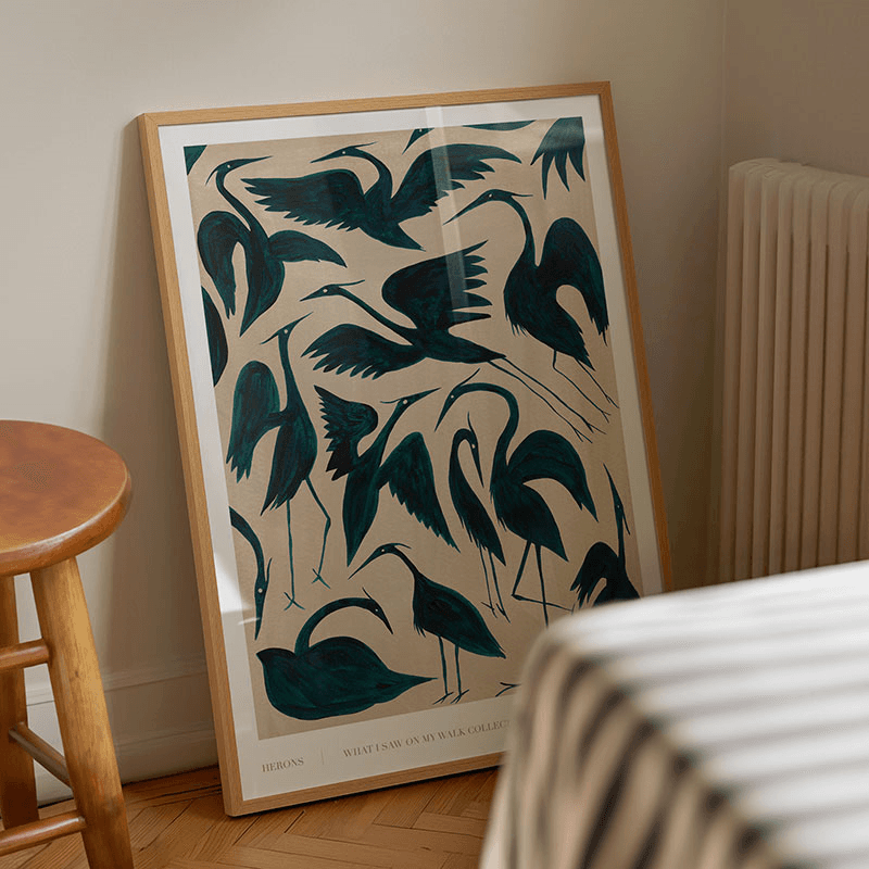 Herons Recycled Paper Print, A2, Teal