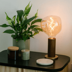 Image showing the Knuckle Pendant Table lamp with voronoi bulb, H30 x D13cm, Walnut & Brass product.