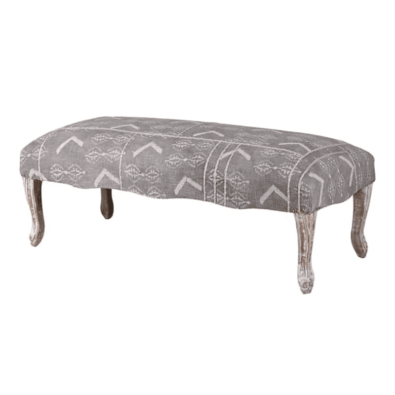 Zuri Patterned Carved Bench, Grey