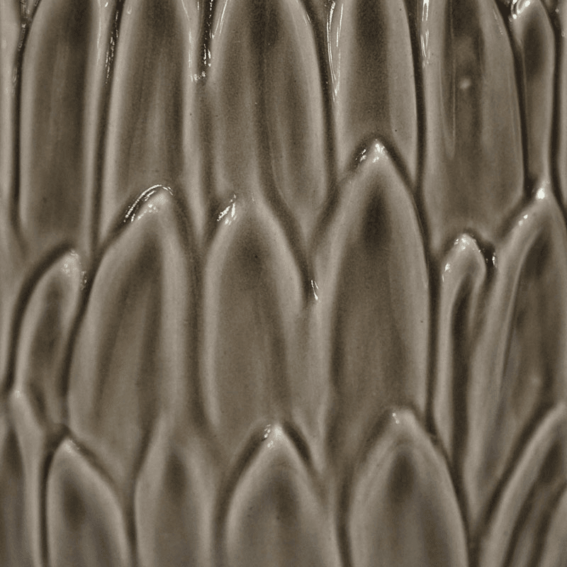 Arles Leaf Embossed Planter, D22cm, Brown