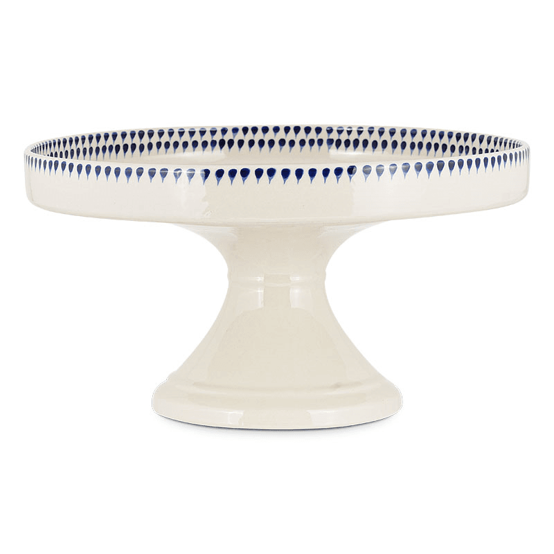 Indigo Drop Ceramic Stand, 15 x 30 x 30cm, Cream & Indigo