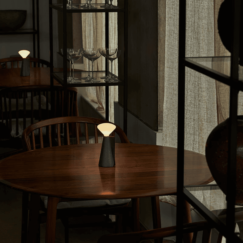 Mantle Portable Lamp with R80 LED Bulb, Granite Black