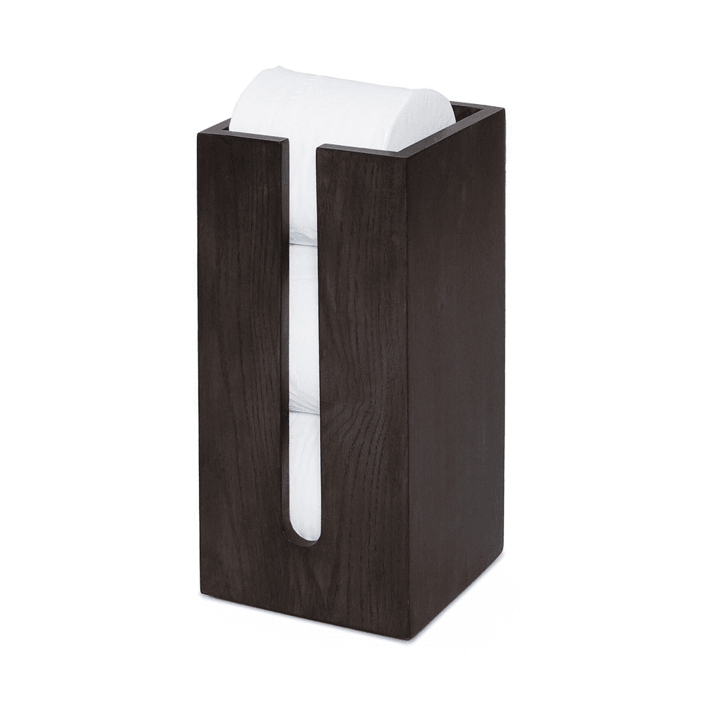 Mezza Loo roll holder box, H33.5 x W15.5 x D15.5cm, Dark brown
