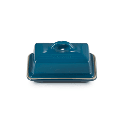 Image showing the Stoneware Butter dish, 17cm, Deep Teal product.