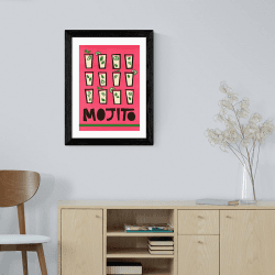 Image showing the Fox and Velvet Mojito Art Print, H48 x W35.5cm, Pink product.