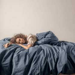 Image showing the Relaxed Cotton Double Duvet Cover, Ink product.