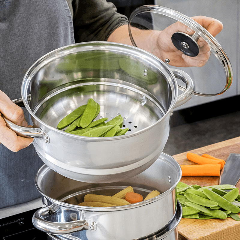 Steamer set 3 tier, 22cm, stainless steel