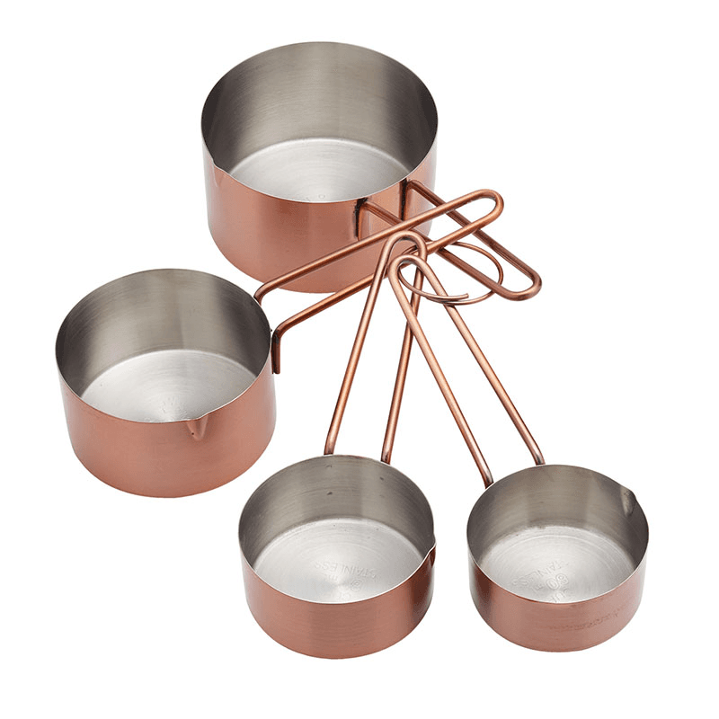 Set of 4 measuring cups, Stainless Steel, Copper Finish