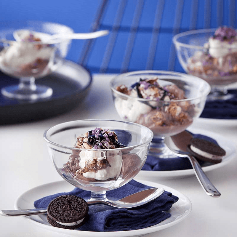 Set of 4 Stemmed Bowls, D12cm, Clear