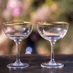 Image showing the Gold Rims Set of 2 Crystal Champagne Saucers, 150ml, Clear/Gold product.