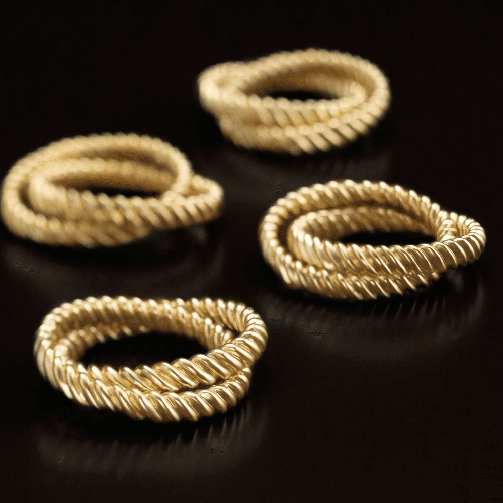 Deco Twist Set of 4 napkin rings, Gold