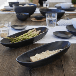 Image showing the Livia Oval Platter, D33cm, Matte Black product.