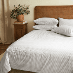 Image showing the Striped Percale  Duvet Cover, Superking, Grey Stripe product.