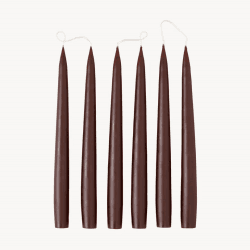 Image showing the Set of 6 Tapered Dinner Candles, H25cm, Dark Brown product.
