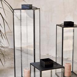 Image showing the Sia Lantern, H76.5cm, Antique Black/Clear product.