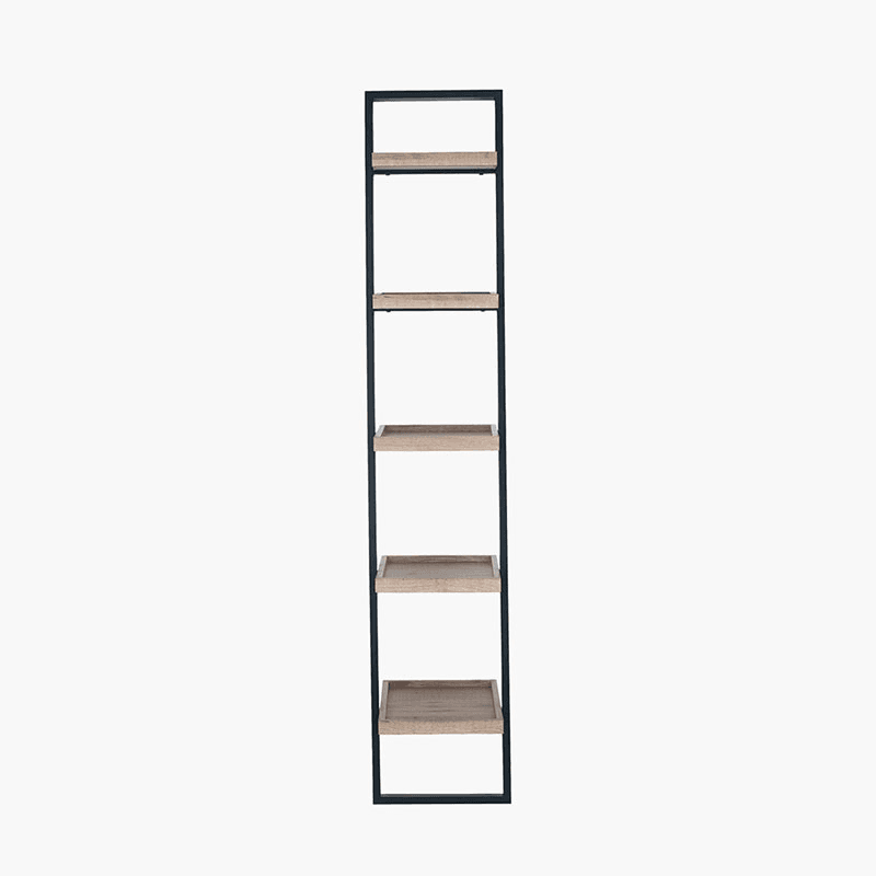 Gallery 5 Shelf Ladder Unit, Natural Wood Veneer and Black