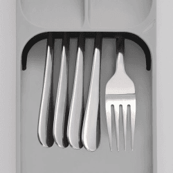 Image showing the Drawer Store Compact cutlery organiser, H5.7 x W11 x D39.5cm, Grey product.