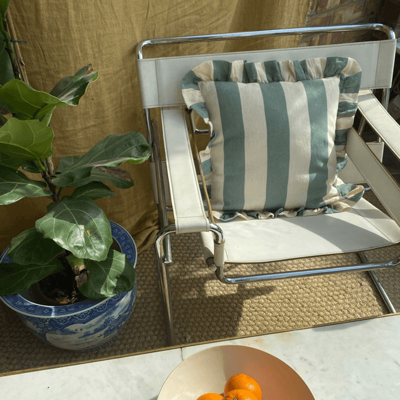 Extra Wide Stripe Cushion Cover, 45 x 45 cm, Sea Green