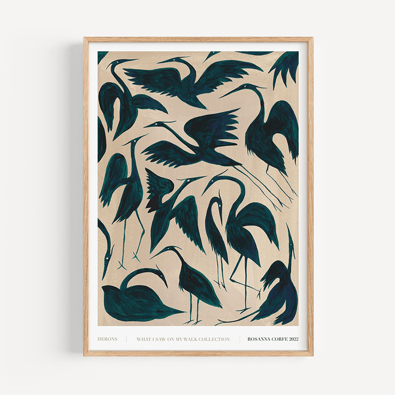 Herons Recycled Paper Print, A2, Teal