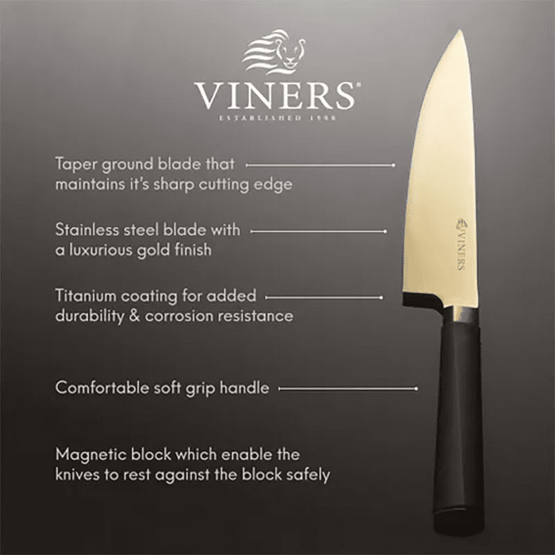 Titan 6 Piece Knife Block, Gold