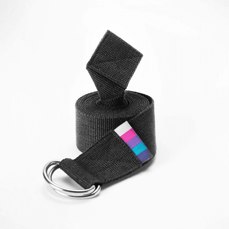 D-ring Yoga Belt, 200 x 3.7cm, Black