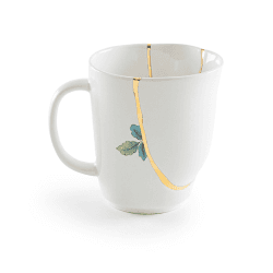 Image showing the Kintsugi - No1 Mug, H9 x D8.5cm, white/gold product.