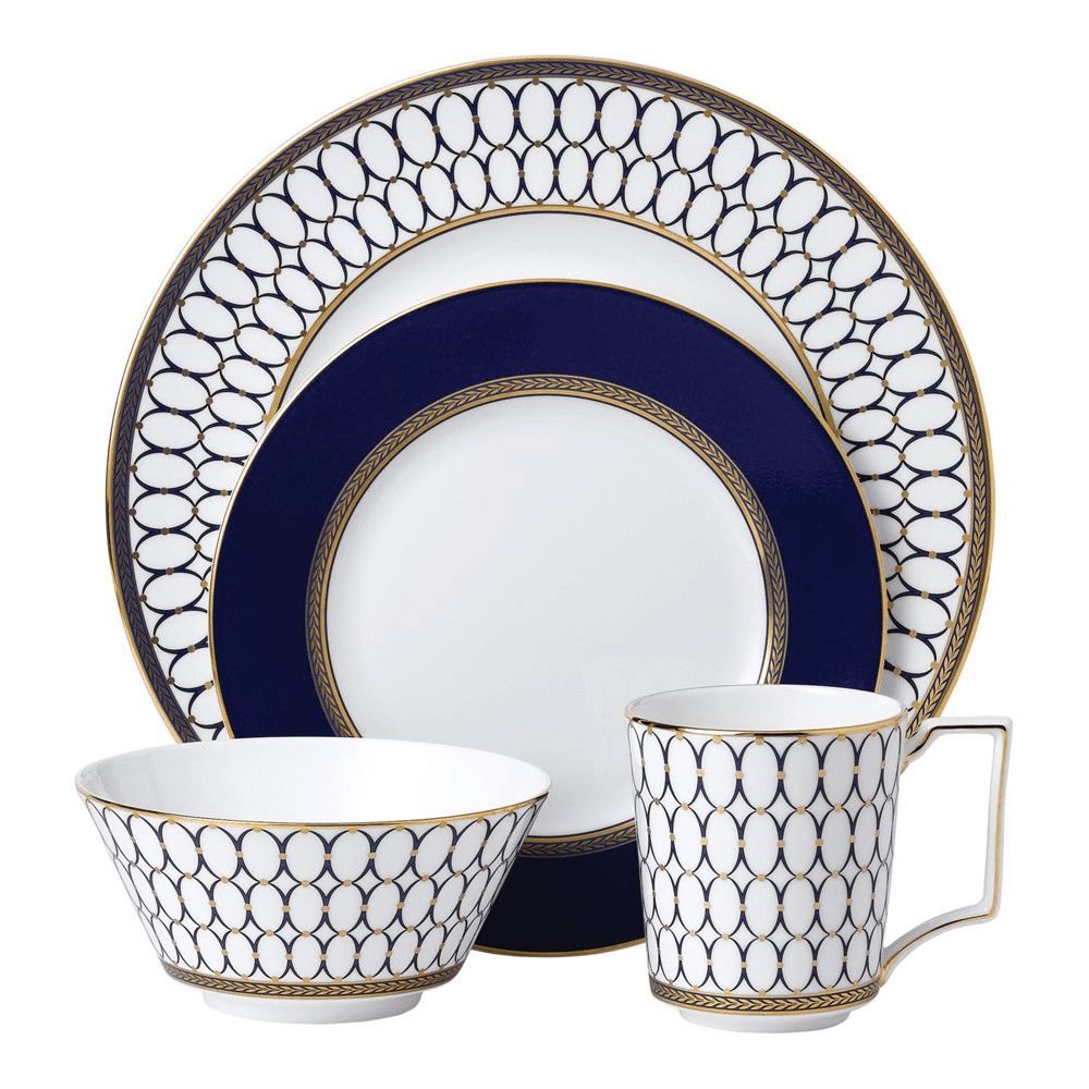 Renaissance Gold 4 piece dinnerware set, White