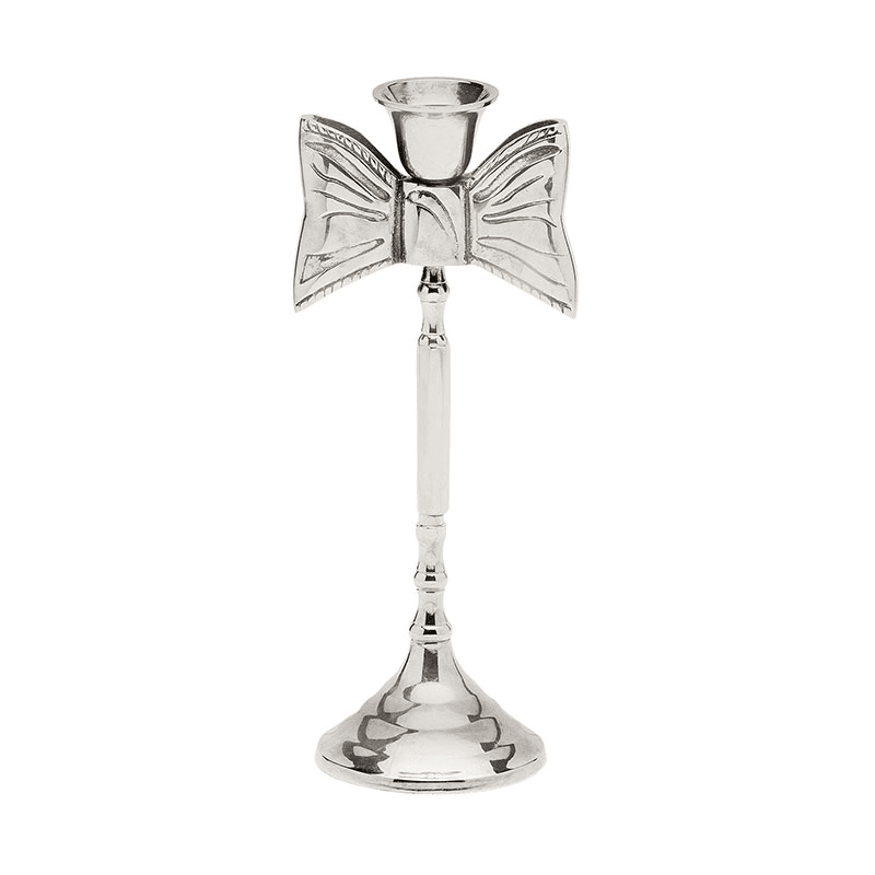 Lady Bow Candle Holder, H22cm, Silver