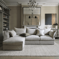 Image showing the Model 06 Linen 3 Seater Sofa With Chaise, Pumice product.