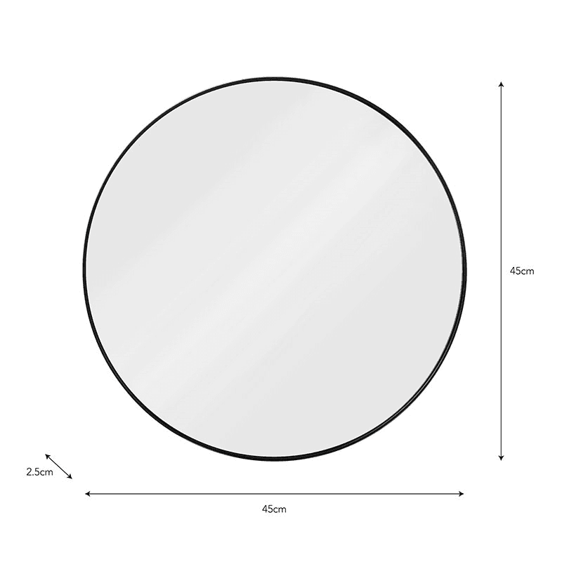 Cherington Round Wall Mirror, D45cm, Black
