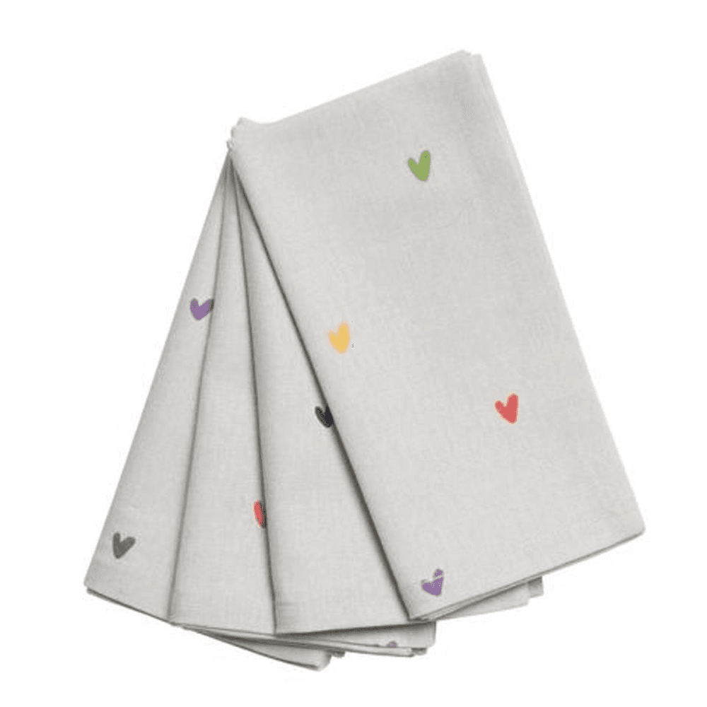 Multicoloured Hearts Napkins (Set of 4)