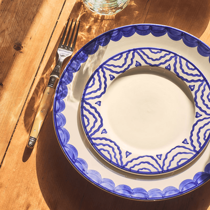 Scallop Set of 2 Dinner Plates, D28cm, Blue