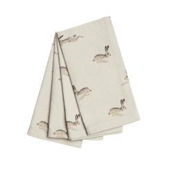Image showing the Hare Set of 4 napkins, 41 x 41cm product.