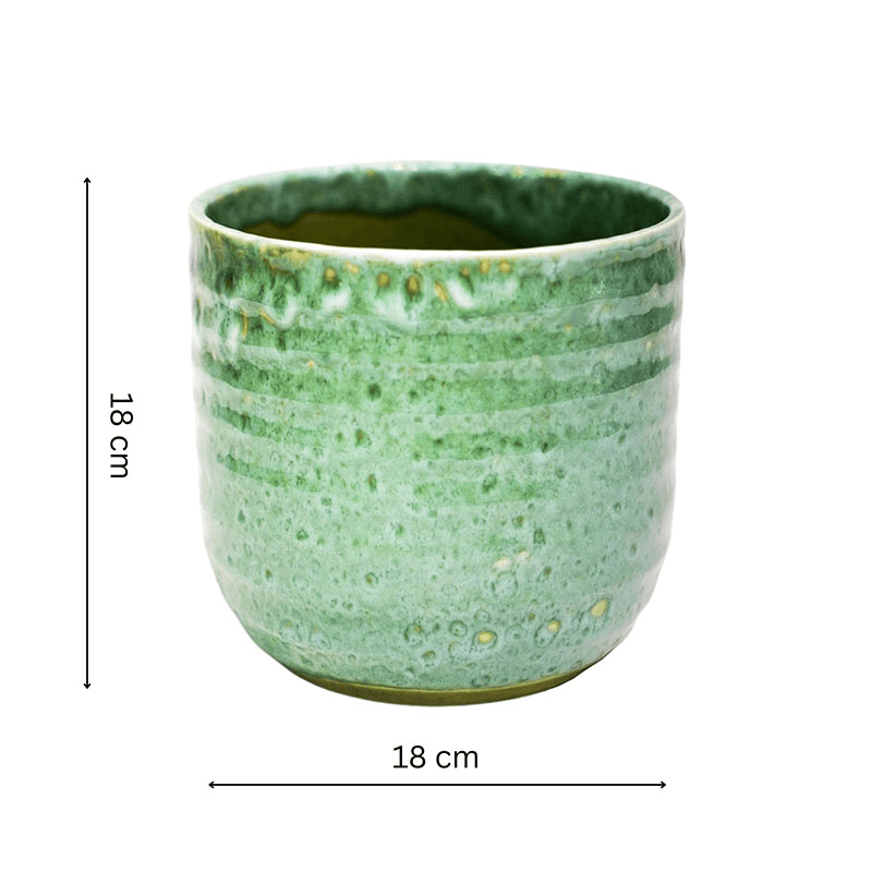 Reactive Glaze Planter, D18cm, Green