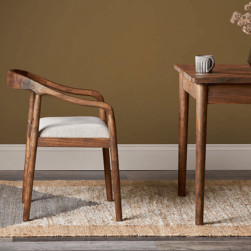 Anbu Acacia Upholstered Dining Chair, Washed Walnut