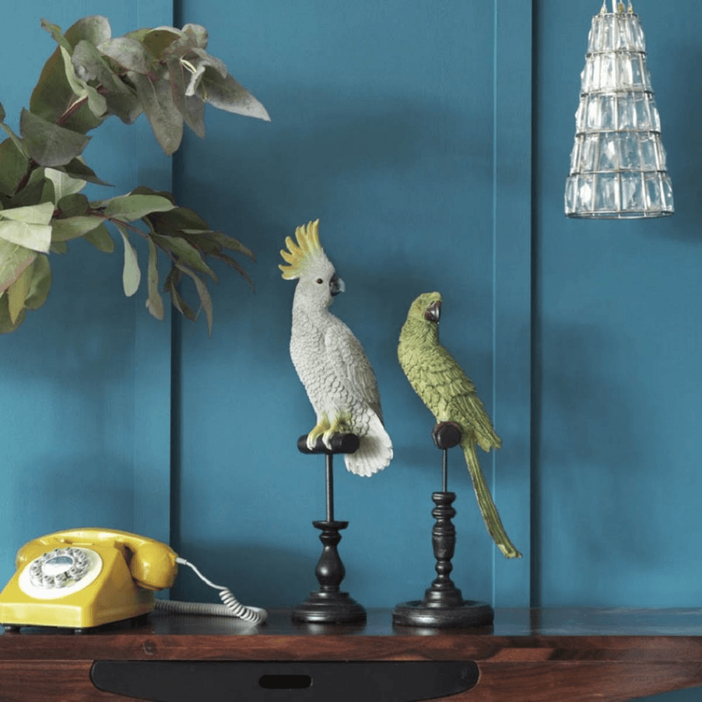 Tropical Birds On Perch, Green Parrot