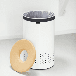 Image showing the Laundry bin, 60 litre, White With Cork Lid product.