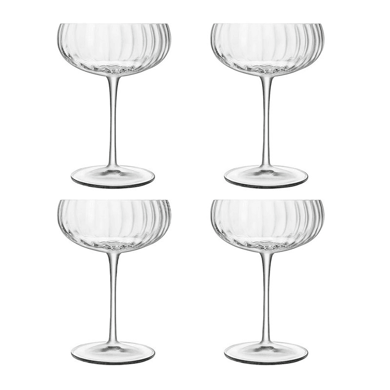 Optica Set of 4 Champagne Glasses, 300ml, Clear