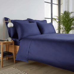 Image showing the 400 Thread Count Sateen Double Duvet Set, Navy product.