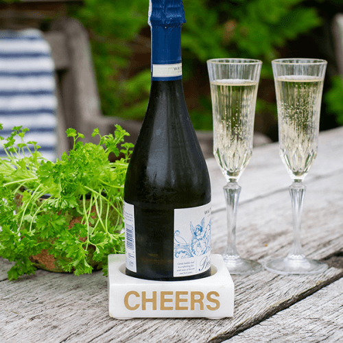 Cheers Bottle Holder, L12.5x W12.5 x H3.5cm, White