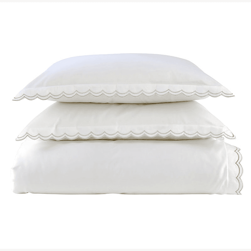 Scallop Edge Duvet Set, Super King, Silver
