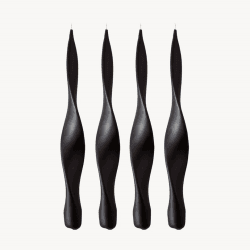 Image showing the Ribbon Set of 4 Dinner Candles, H30cm, Black product.